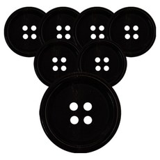 ButtonKing 高級真牛角鈕扣 20mm PH-02, 7個, 黑色