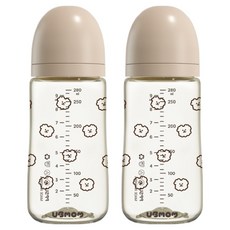 유비맘 시그니처 노꼭지 젖병 트윈팩, 초코몽이(초코), 2개, 280ml
