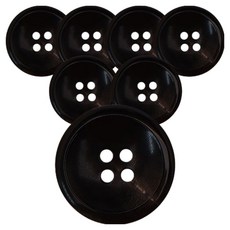 ButtonKing 真牛角鈕扣 18mm PH-18, 7個, 黑色