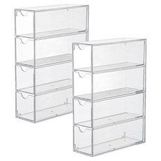 LalaGongbang 多用途眼鏡太陽眼鏡抽屜式4層收納盒, 2個, 透明