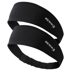 REXCHI 雷奇 涼感絲綢運動髮帶 2入, 黑色, 1組