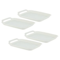 EASY&FREE 長方形軟質手把託盤, 白色, 4個