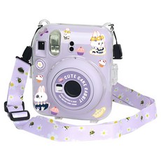 CJEI Instax Mini 12 水晶殼 + 裝飾貼紙 + 肩背帶套組 紫色, 1套, 單一商品