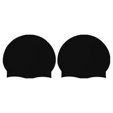 성인용 실리콘 무지 수영모, 블랙, 2개