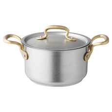 sambonet 2 Handles W Lid 1965 復古不鏽鋼醬汁鍋, 1個, 灰色 + 金色, 16cm