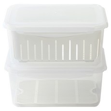 JAJU 附濾水籃方形西瓜蔬菜保鮮盒 4L, 2個, 單一顏色