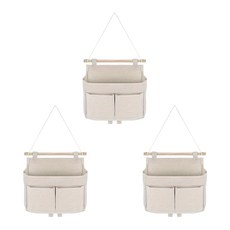 小麥購物 棉麻壁掛收納袋3件組 L2302, 白色