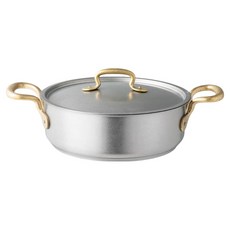 sambonet 2 Handles W Lid 1965 Vintage 不鏽鋼砂鍋, 1個, 24cm, 灰色 + 金色
