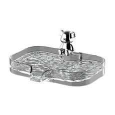 iSFun 浴室收納 免打孔冰川波紋瀝水肥皂盒 1層, 透灰色, 1個