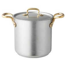 sambonet 2 Handles W Lid 1965 Vintage 不鏽鋼 Stock Pot, 20cm, 1個, 灰色 + 金色
