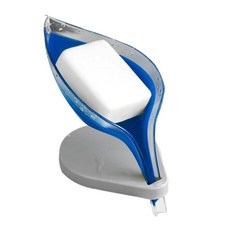 iSFun 優雅葉片 創意吸盤瀝水多功能香皂收納置架, 藍色, 1個