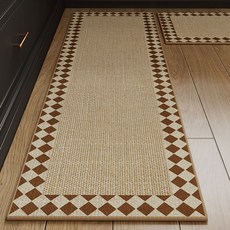 Mini嚴選 澳德絨長條吸水廚房踏墊 CN0451-D, 棋盤黃