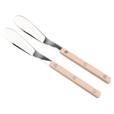 Bogen 韓國製造 Marsong 銀色餐具 奶油刀, 2個, 深米色
