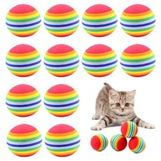 Paw Town 貓咪磨牙絨毛球玩具, 彩虹, 12個