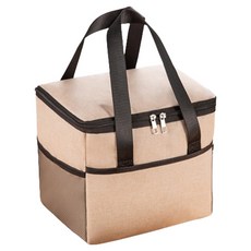 iSFun 風味野餐 大容量方型保冷保溫便當包, 米色, 1個