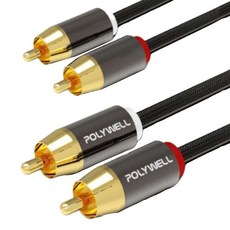 POLYWELL 寶利威爾 雙RCA-雙RCA 紅白立體聲音源線/鋁合金外殼編織線 5m, 1條, PW15-W52-B084