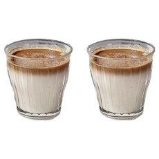 簡約復古玻璃拿鐵杯 中, 2個, 透明