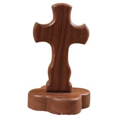 Glo-us 家用桌上型十字架 木質花托 十字架, 黑色, 1個