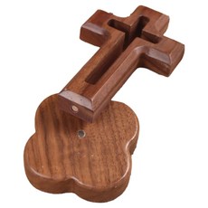 Glo-us 家用桌上型木製沖孔花座十字架, 黑色, 1個