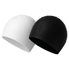 성인용 심플 실리콘 수영모 2종 세트, 화이트, 블랙, 1세트