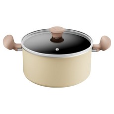Tefal 特福 Daisy系列 IH爐/電磁爐適用 不沾鍋雙耳湯鍋 附蓋, 24cm, 米色, 1個