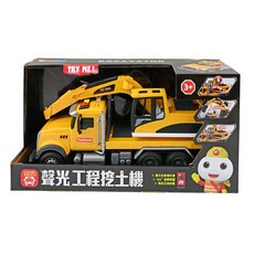 風車圖書 FOOD超人 擬真聲光重型機械玩具, 工程挖土機 黃色, 1個