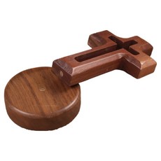 Glo-us 家用桌上十字架 木製鏤空圓形十字架, 黑色, 1個