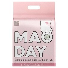 MAODAY 毛商行 D1 雙效益菌除臭沸石豆腐砂 6L, 1包, 2.5kg, 無香