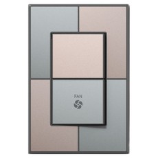 TILINS Gallery 綠米色 1路開關 2聯 風扇 綠米色 + 深灰色框架, 1個