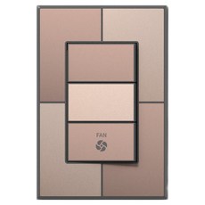 TILINS Gallery 棕金色 3開單切開關 風扇 棕金色 + 深灰色外框, 1個