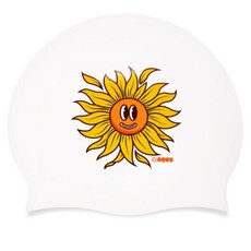 AQUS 快樂向日葵矽膠泳帽 AC52S28, 1個, 白色