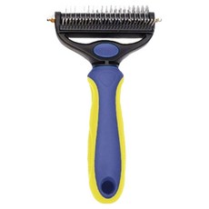 Mailcat 寵物二合一去除打結毛髮梳 小型, 1個, 黃色 + 藍色
