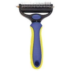 Mailket 寵物二合一去除打結毛髮梳 大型, 1個, 黃色 + 藍色