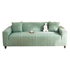 好物良品 波西米亞系列 四季通用高彈力立體提花彈力沙發罩 3人座 附抱枕套 + 泡棉條, 綠色, 1件