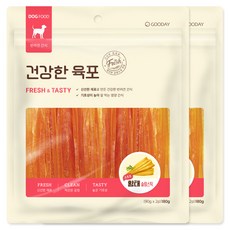 굿데이 강아지 간식 건강한육포 소프트 슬림스틱, 황태, 180g, 2개