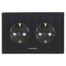 나노전기 아트2 2구 매입 SIMPLE 콘센트 가로형 접지 올블랙, 1개