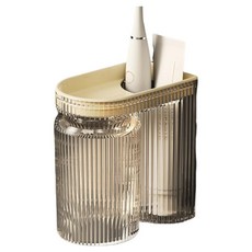 iSFun 倒掛瀝水 簡約免打孔收納牙刷漱口杯架組, 米白色, 1個