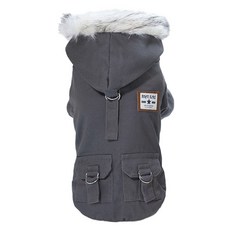 QIDINA 秋冬軍綠款寵物仿外套上衣, 1件, 深灰色