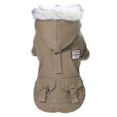 QIDINA 秋冬軍綠款寵物仿外套上衣, 1件, 卡其色