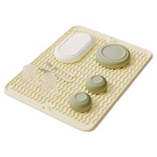 iSFun 餐廚配件 廚房桌面控水瀝乾隔熱矽膠墊, 40 x 30cm, 1個, 米色