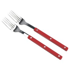 Bogen 韓國製造 Malsong 銀色餐具 主餐叉, 2個, 寶石紅