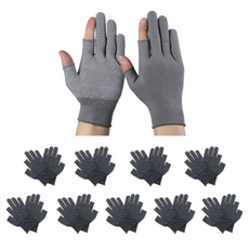 YNK 2指切口多用途防滑釣魚手套 雙手穿戴組, 灰色, 10套