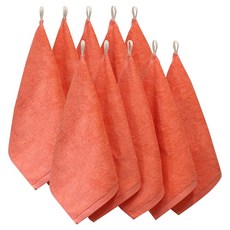 From Cotton 40支精梳棉附掛環擦手巾 65g, 珊瑚色, 10個