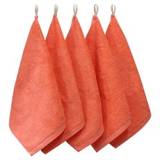 From Cotton 40支精梳棉附掛環擦手巾 65g, 珊瑚色, 5個