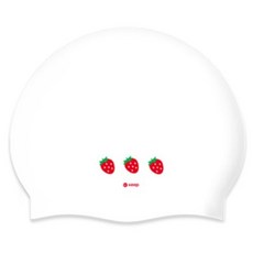 KeepSwimming 草莓矽膠泳帽, 1個, 白色