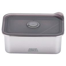 KITCHEN FLOWER One Touch 304不鏽鋼真空轉盤保鮮盒 深型, 1.6L, 1個