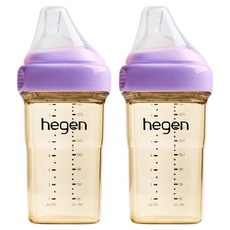 헤겐 PPSU 애착젖병 트윈팩 240ml x 2p + 꼭지 2p 세트, 퍼플, 1세트