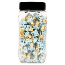 QSENN 機械式替換軸開關 5-pin 線性 100入, 線性海鹽軸, 藍色+黃色, 海木海鹽線性軸