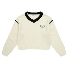 SFIT 女童撞色短版寬鬆針織衫