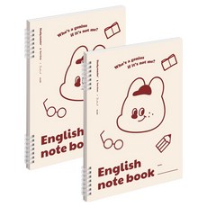 뮤니드 스프링 좁은칸 영어 노트, 베이지, 2개